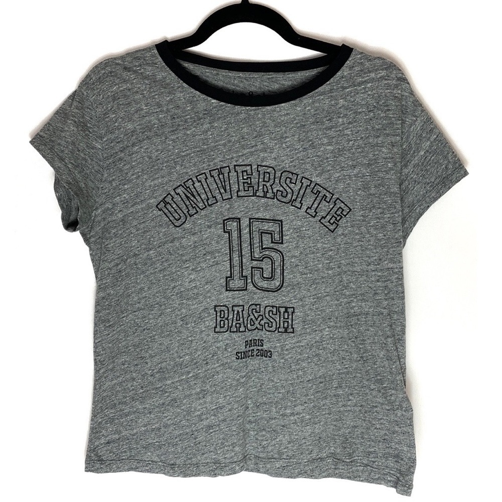 BA&SH Universite gray ringer tee size XS
